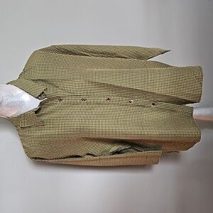 Chico's Green and Black Check Three Quarter Sleeve Top